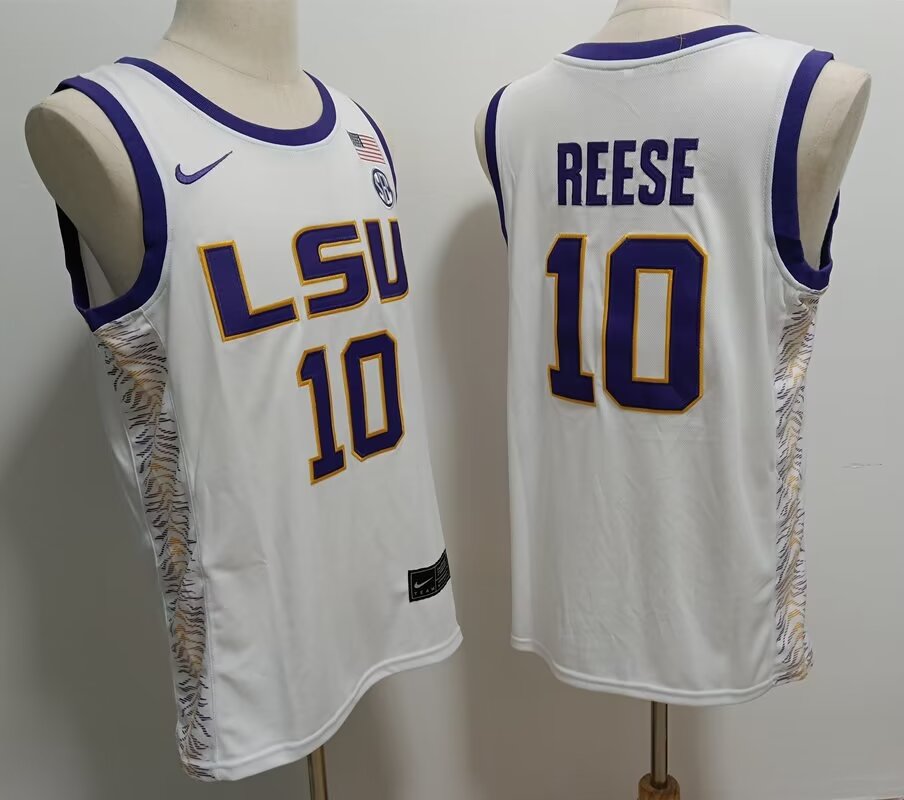 2024 NCAA Men LSU Tigers10 Reese white Nike jerseys->ncaa teams->NCAA Jersey